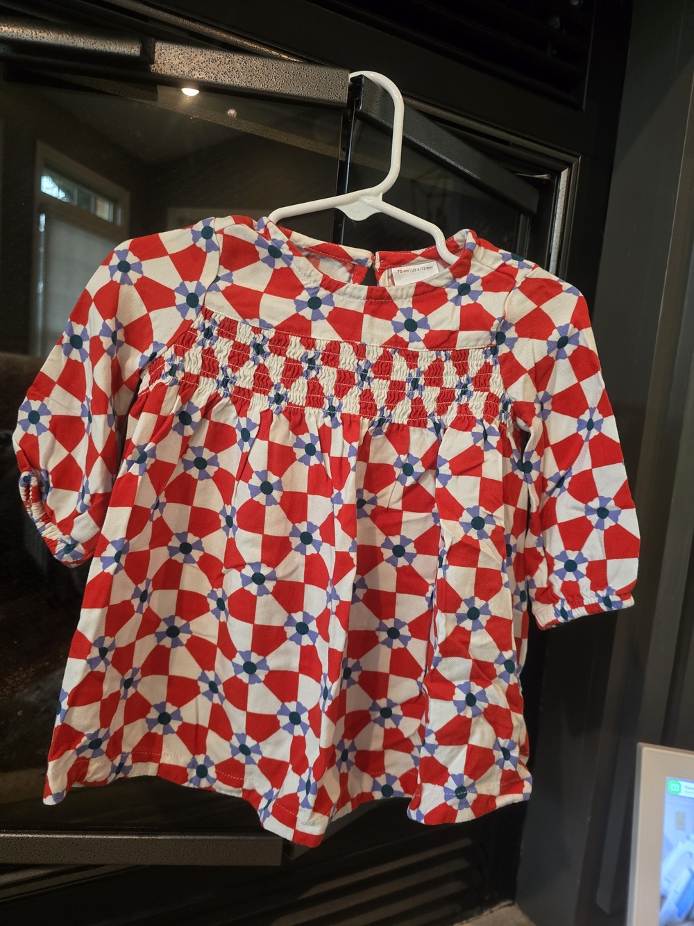 Hanna Andersson Baby Red & White Geometric Blouse